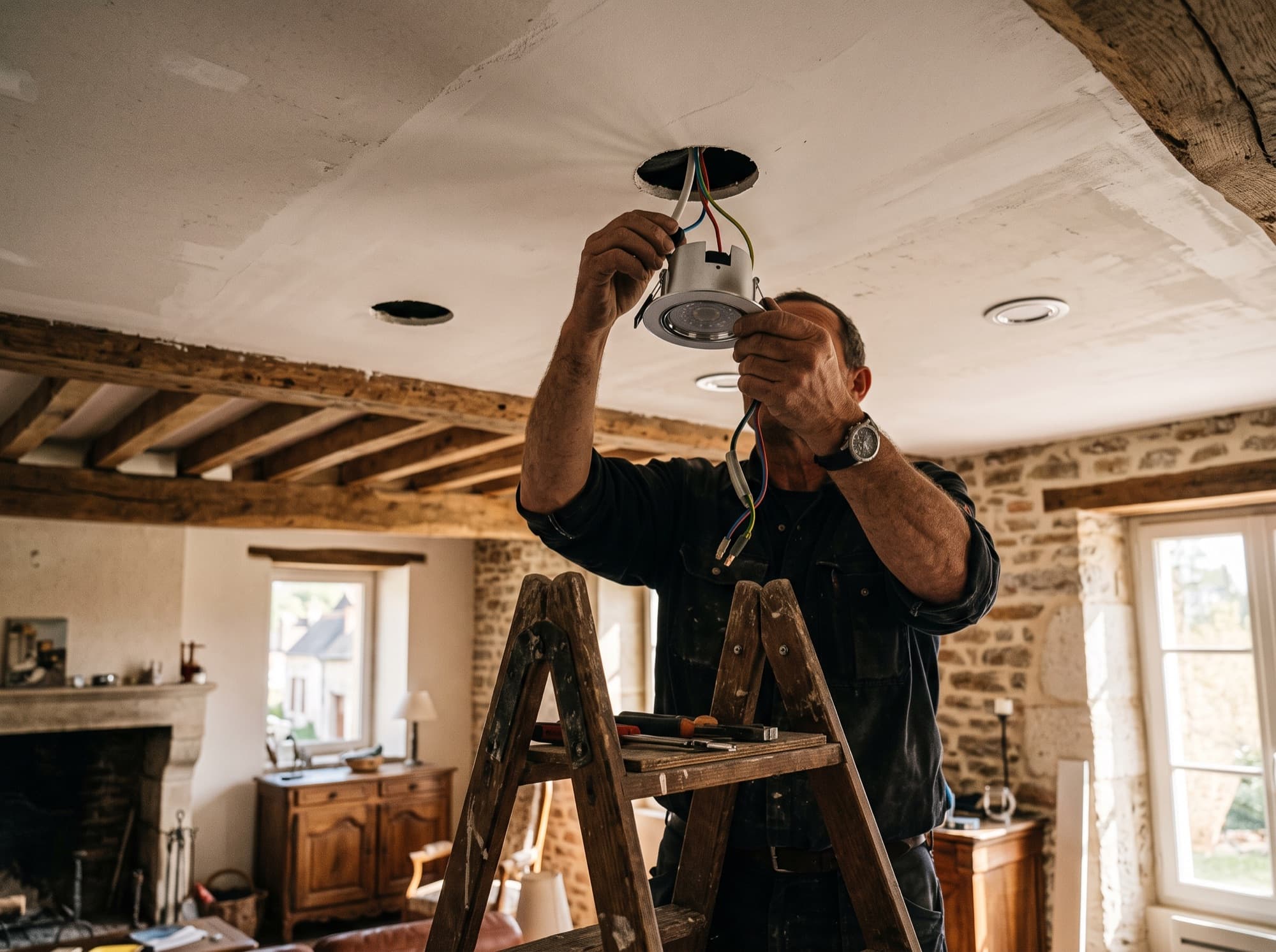 Spots d'éclairage encastrés au plafond